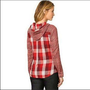 Prana Anja Hooded two toned plaid Flannel size small